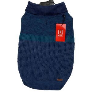 Reddy Size M (16”-18”) Dog Knit Sweater Warm Winter‎ Navy Blue Color-block NWT